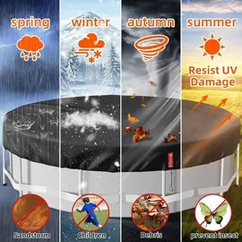 verdemar Runde Poolabdeckung 366 x 366 cm Schwarz