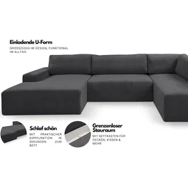 werk2 »Rotterdam-U, U-Form, in kuschelweichem Cord oder Breitcord« Design Sofa mit Schlaffunktion & Bettkasten, Breitcord, schwarz