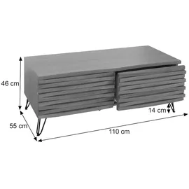 Mendler Couchtisch HWC-M49, Wohnzimmertisch Tisch, 3D-Design 2 Schubladen MDF Metall 46x110x55cm ~ natur