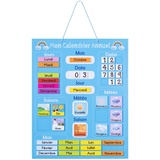 Navaris Kalender Tafel für Kinder - Lerntafel Jahreszeiten Uhr - Magnet Lernuhr - Kinderkalender Jahreskalender magnetisch blau - französisch