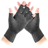 Arthrose Handschuhe,Kompressionshandschuhe Damen Herren,Arthritis Handschuhe,Kompression Fingerlose Handschuhe,Rheuma Handschuhen Ohne Fingerspitzen,Compression Gloves für Schmerzlinderung (Grau,M)