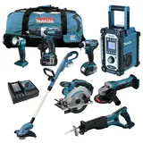 12tlg. MAKITA 18V Profi Akku Werkzeug Set + DUR181 RME Rasentrimmer RFE RMJ Z