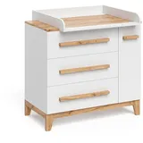 VitaliSpa Wickelkommode Malia, Weiss/Artisan, 98 x 98 cm mit Schubladen,