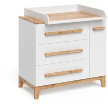 VitaliSpa Wickelkommode Malia, Weiss/Artisan, 98 x 98 cm mit Schubladen,