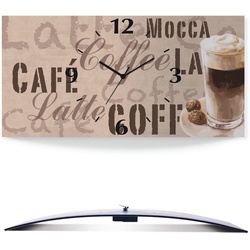 Wanduhr ARTLAND „Kaffee – Latte Macchiato“ Wanduhren Gr. B/H/T: 50 cm x 25 cm x 0,3 cm, Funkuhr, beige (natur) Wanduhren 3D Optik gebogen, mit Quarz- oder Funkuhrwerk, versch. Größen