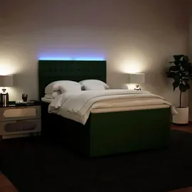 vidaXL Boxspringbett 140 x 200 cm Dunkelgrün