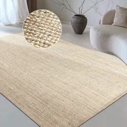 Teppich MY HOME "Avot Juteteppich", beige (naturweiß), B:120cm H:10mm L:170cm, Jute, Teppiche, 100% Jutefaser, Läufer, Esszimmer, Wohnzimmer, Skandi