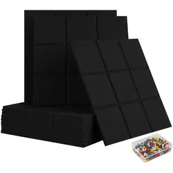 Relaxdays 12x selbstklebende Filzpinnwand Quadrate Schwarz