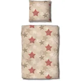 Traumschlaf Biber Sterne Beige 200 x 220 cm + 2 x 80 x 80 cm