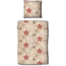 Traumschlaf Biber Sterne Beige 200 x 220 cm + 2 x 80 x 80 cm