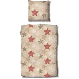 Traumschlaf Biber Sterne Beige 200 x 220 cm + 2 x 80 x 80 cm