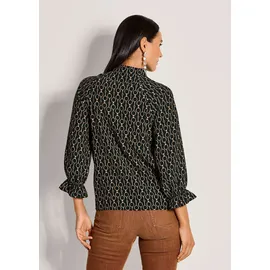 Madeleine Elegante Viskosebluse mit Grafik-Print Schwarz/Braun 38