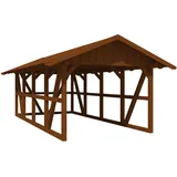 SKANHOLZ Skan Holz Carport Schwarzwald m. Dachschalung u. Rückwand 424 x 772 cm Nuss