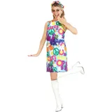 Fun Shack Hippie Kostüm Damen, Kostum 70er Jahre, 70er Jahre Kostume, Hippie Kleid, Halloween Kostüm Damen, Fasching & Karneval Kostum, S - S