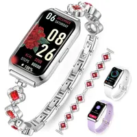 Luckice Smartwatch Damen, Intelligente Multifunktions-Sportuhr,Tracker Uhr Smartwatch (Smartwatch Fitness Tracker Uhr IP68 Wasserdicht,1.7" HD Voll Touchscreen Fitnessuhr Tracker mit Blutsauerstoff/Pulsmesser/Sportuhr/Schrittzähler/Schlafmonitor Aktivitätstracker usw für iOS/Android Uhren Watch) cm) rot|silberfarben