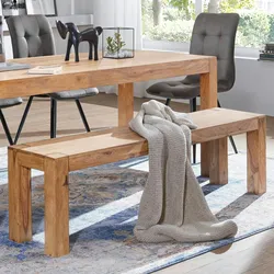 KADIMA DESIGN Esszimmer Sitzbank MUMBAI Massiv-Holz Akazie 120 x 45 x 35 cm Holz-Bank Natur-Produkt Küchenbank im