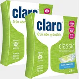 claro Classic XL Geschirrspül-Tabs Doppelpack - 150 Stück (2x75 Stück) Öko-Spülmaschinen-Tabs - phosphatfrei & vegan - wasserlösliche Folie, Mikroplastik- und Palmöl-frei, Unparfümiert