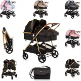 Chipolino Geschwisterkinderwagen Duo Smart klappbar umbaubar verstellbar Fußsack schwarz