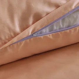 Bugatti Bettwäsche 155x220 cm - 100% Baumwolle, Reißverschluss, anschmiegsam, weich & waschbar, Satinbettwäsche orange Flieder einfarbig
