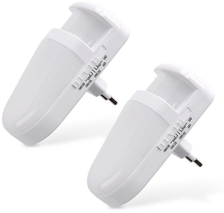 kwmobile LED Taschenlampe 2x Steckdosenlicht mit Bewegungsmelder & Timer - Nachtlicht Steckdose (2-St) weiß