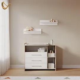 livinity® Wickelkommode Torino, Weiß/Sonoma, mit Schubladen