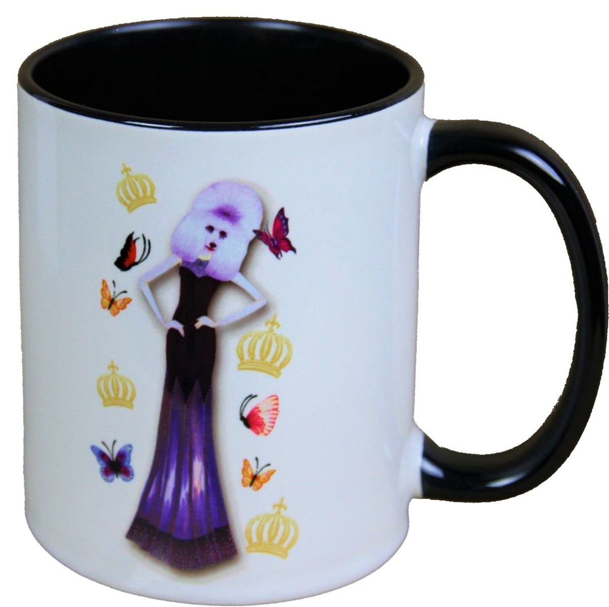 Harald Glööckler Pompöös Tasse Hund mit violettem Abendkleid - designed by Harald Glööckler