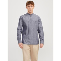 JACK & JONES Langarmhemd »JJESUMMER TUNIC LINEN BLEND SHIRT LS SN«, Gr. L - N-Gr, faded denim, , 26324830-L N-Gr