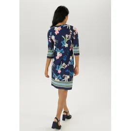 Aniston SELECTED Jerseykleid Midi Zickzack Bordüre Blau/Grün 40