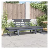 Furnicato Gartenbank mit Auflagen 2-in-1 190 cm Grau Massivholz