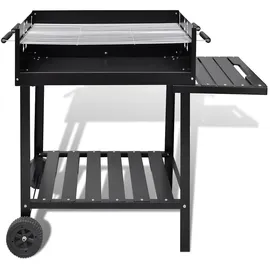 vidaXL BBQ Grill Säulengrill Standgrill Kohlegrill Barbeque mit 2 Rädern