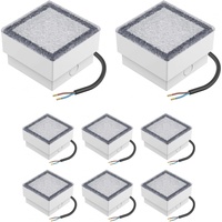 ledscom.de 8 Stück LED Pflasterstein Bodeneinbauleuchte CUS für außen, IP67, eckig, 10 x 10cm, warmweiß