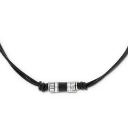 s.Oliver Herren Halskette 2038006 Leder schwarz Edelstahl grau