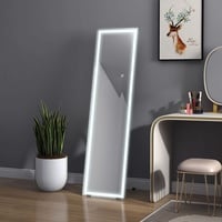 HOMCOM Ganzkörperspiegel, 40 x 150 cm Standspiegel, Wandspiegel mit LED-Leuchte