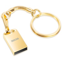 USB Stick 32GB, Mini Speicherstick 32GB USB 2.0 Flash Laufwerk 32 GB Metall Pen Drive Memory Stick mit Schlüsselanhänge für PC, Laptop, TV, Lautsprecher, Auto, Externer Datenspeicher etc (Gold)