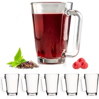 PLATINUX Latte-Macchiato-Glas Teegläser mit Henkel, Glas, Kaffeegläser 220ml (max.280ml) Set Glastassen spülmaschinenfest weiß