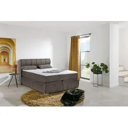 Boxspringbett PLACES OF STYLE "Felicia", braun, B:154cm L:215cm, Komplettbetten, Boxspringbett, in H4, inkl. Topper und Bettkasten