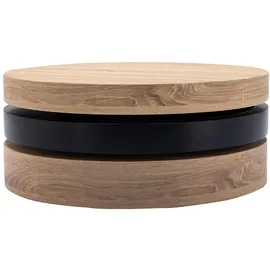 vente-unique Couchtisch rund Schwarz Eiche 80 x 32,5 x 80 cm