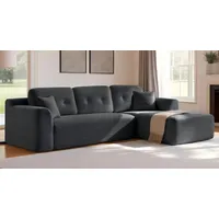 Modulares Sofa, Ecksofa mit Liege rechts, 244 cm breit, vakuumverpackt, keine Montage erforderlich, grau - Grau