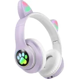Avizar Bluetooth Kinderkopfhörer Katzenohren Violett