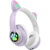 Avizar Bluetooth Kinderkopfhörer Katzenohren Violett