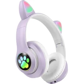 Avizar Bluetooth Kinderkopfhörer Katzenohren Violett