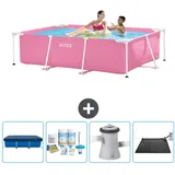Intex mit rechteckigem Rahmen 220 x 150 x 60 cm – Rosa – im Lieferumfang enthalten Accessoire CB4 - Intex Pool