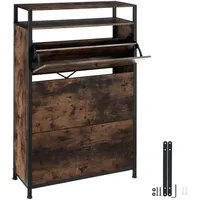 Tectake tectake® Schuhschrank, Industrial Style, mit 3 Klappen, inklusive