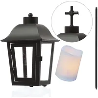 MARELIDA Laterne mit Mini LED Kerze | Grablampe mit