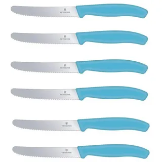Victorinox | Tafelmesser Swiss Classic Karibikblau | extra scharfer Wellenschliff | Swiss Made | ideal auch als Brötchenmesser