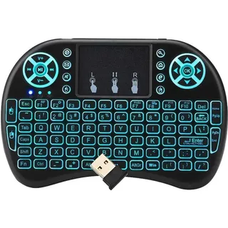 Kabelloses Mini Tastatur für Android TV BOX Smart TV PC Notebook Wireless Touch Touchpad Maus Handheld Keyboard QWERTY Minitastatur Drahtlose 2,4 GHz - Schwarz