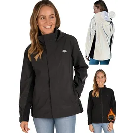 Valkental Valkental® Reflektierende & Wasserdichte 3in1 Jacke Damen [Fleece Zipp-In & Verstaubare Kapuze] Geeignet als Winterjacke, Regenjacke & Fahrradjacke - Schwarz - XXL