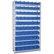 BRB-Lagertechnik Steckregal Polypropylen 2000x1070x315 mm blau bestückt mit 60 Sichtboxen