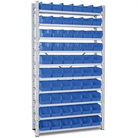 BRB-Lagertechnik Steckregal Polypropylen 2000x1070x315 mm blau bestückt mit 60 Sichtboxen