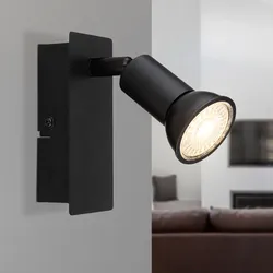 Wandlampe Leuchte Strahler beweglich Schlafzimmerleuchte Flurleuchte schwarz